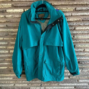 Eddie Bauer Vintage 90s Men's Teal Hooded Goretex Waterproof Parka Size XL